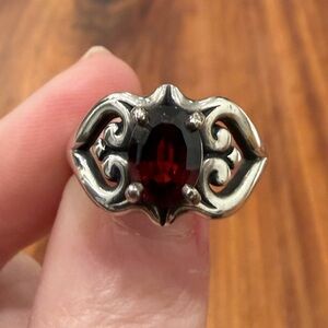 —SOLD— James Avery Sterling Silver and Garnet Ring- rare, retired style
